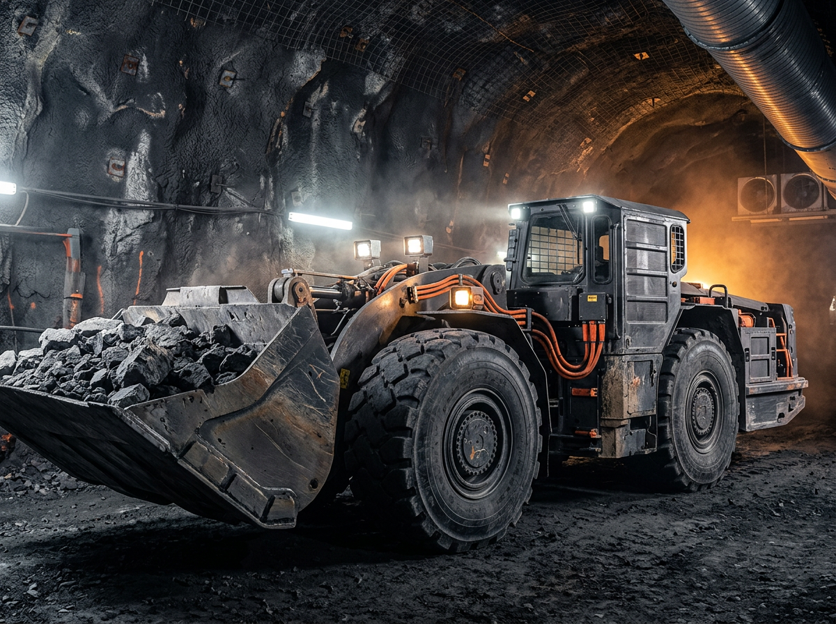 Mining crew in safety clothing on site